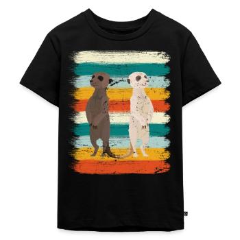 Retro Erdmännchen - Kinder Premium Bio T-Shirt - Schwarz - Vorne - Mikhail (115cm)