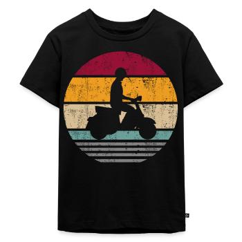 Motorroller Elektroroller Rollerfahrer Retro - Kinder Premium Bio T-Shirt - Schwarz - Vorne - Mikhail (115cm)