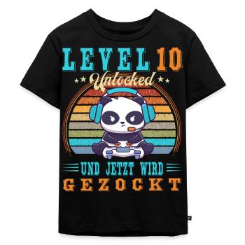 Gaming Geburtstag Level 10 Jahre Geburtstagsshirt - Kinder Premium Bio T-Shirt - Schwarz - Vorne - Mikhail (115cm)