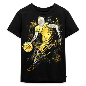 Basketball - Basketball Spieler - Basketballer - Kinder Premium Bio T-Shirt - Schwarz - Vorne - Mikhail (115cm)