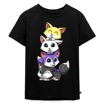 Nichtbinäre Füchse - Nonbinary LGBTQ - Kinder Premium Bio T-Shirt - Schwarz - Vorne - Mikhail (115cm)