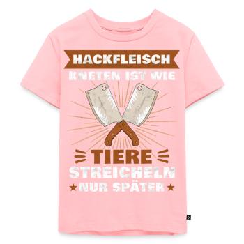 Hackfleisch kneten ist wie Tiere streicheln Metzge - Kinder Premium Bio T-Shirt - Rosa - Vorne - AI Model Kid Female (0cm)