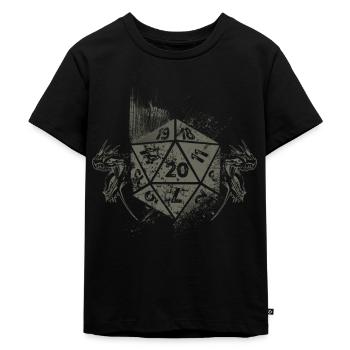 Drachen Vintage D20 Würfel Tabletop Rollenspiel - Kinder Premium Bio T-Shirt - Schwarz - Vorne - Mikhail (115cm)