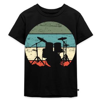 Schlagzeug Schlagzeuger - Kinder Premium Bio T-Shirt - Schwarz - Vorne - Mikhail (115cm)