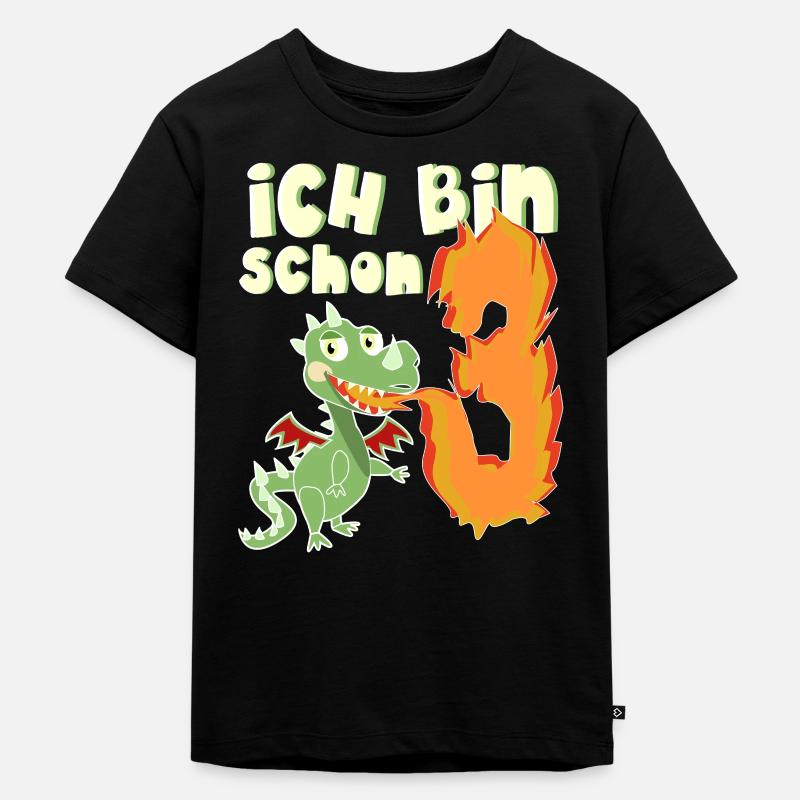 Kinder Drache Geburtstag Ich bin schon 3 Jahre - Kinder Premium Bio T-Shirt - Schwarz