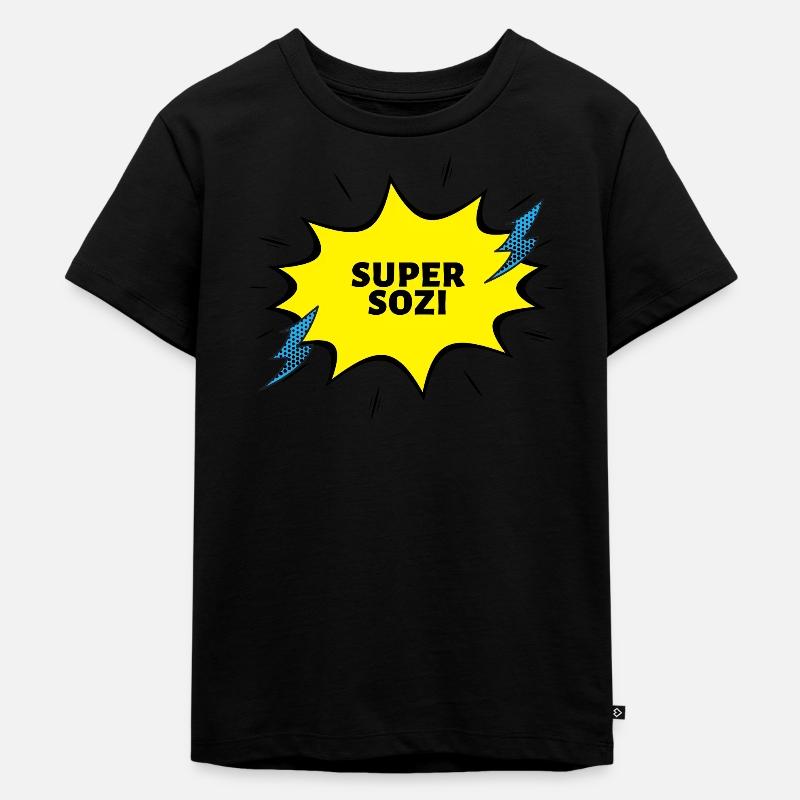 Super Sozi Soziale Arbeit Geschenk - Kinder Premium Bio T-Shirt - Schwarz