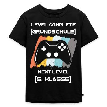 5 Klasse Einschulung 5. Klasse Gaming Level - Kinder Premium Bio T-Shirt - Schwarz - Vorne - Mikhail (115cm)