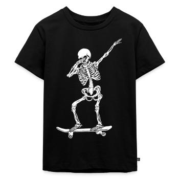 Dabbing Skating Skelett Retro Skateboard - Kinder Premium Bio T-Shirt - Schwarz - Vorne - Mikhail (115cm)