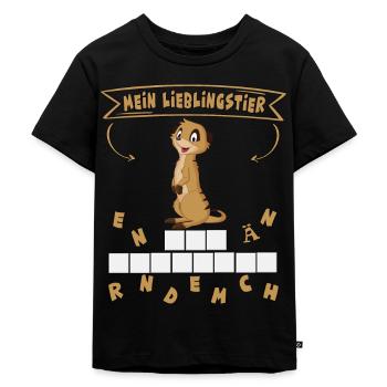 Mein Lieblingstier - Erdmännchen - Kinder Premium Bio T-Shirt - Schwarz - Vorne - Mikhail (115cm)