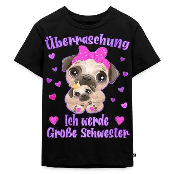Schwester 2021 - ich werde endlich große Schwester - Kinder Premium Bio T-Shirt - Schwarz - Vorne - Mikhail (115cm)
