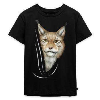 Luchs Luchse Luchsliebhaber Geschenk - Kinder Premium Bio T-Shirt - Schwarz - Vorne - Mikhail (115cm)