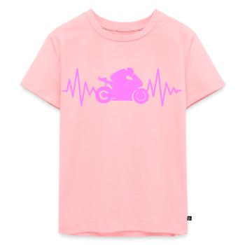 Rennmotorrad EKG Herzschlag Frauen Motorrad - Kinder Premium Bio T-Shirt - Rosa - Vorne - AI Model Kid Female (0cm)