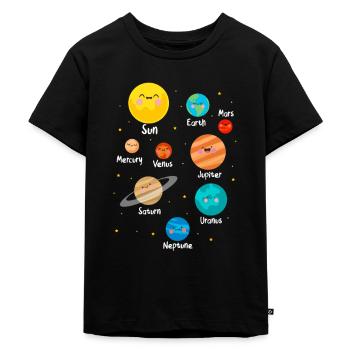 Astronomie planeten - Kinderen Premium Bio T-shirt - zwart - Voor - Mikhail (115cm)