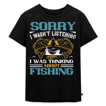 Fishing funny fishing sayings - Kids Premium Organic T-Shirt - black - Front - Mikhail (115cm)