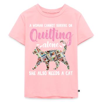 Quilting Quilt Cat Pet Animal Crafting Gift - T-shirt Premium bio Enfant - rose - Devant - AI Model Kid Female (0cm)