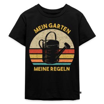 Gartenarbeit - Kinder Premium Bio T-Shirt - Schwarz - Vorne - Mikhail (115cm)