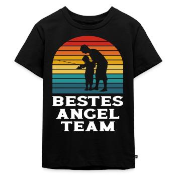 Bestes Angel Team Papa Kind Vater Sohn Angeln - Kinder Premium Bio T-Shirt - Schwarz - Vorne - Mikhail (115cm)