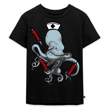 Infirmière Octopus Horror Seringue Phobie Docteur - T-shirt Premium bio Enfant - noir - Devant - Mikhail (115cm)