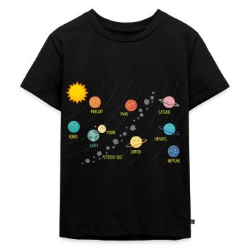 Sonnensystem Planeten Weltraum Astronomie - Kinder Premium Bio T-Shirt - Schwarz - Vorne - Mikhail (115cm)
