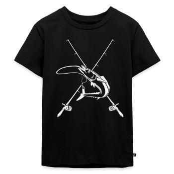 Angeln - Kinder Premium Bio T-Shirt - Schwarz - Vorne - Mikhail (115cm)