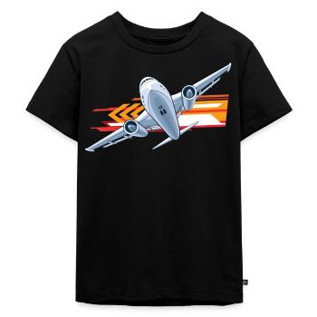 Flugzeug - Kinder Premium Bio T-Shirt - Schwarz - Vorne - Mikhail (115cm)