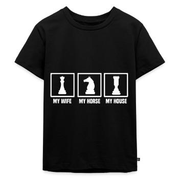 Schach - Kinder Premium Bio T-Shirt - Schwarz - Vorne - Mikhail (115cm)