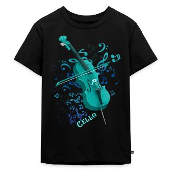 Cello Violine - Kinder Premium Bio T-Shirt - Schwarz - Vorne - Mikhail (115cm)