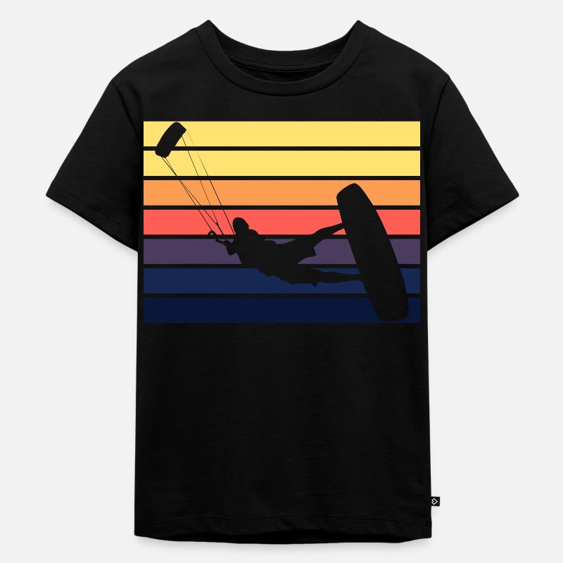 Kitesurf Kite rétro coucher de soleil - T-shirt Premium bio Enfant - noir