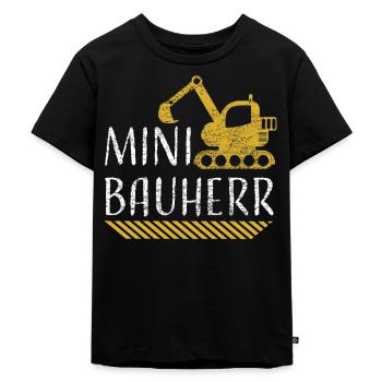 Kinder Bauherr Bagger - Kinder Premium Bio T-Shirt - Schwarz - Vorne - Mikhail (115cm)