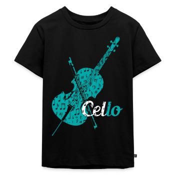 Cello Geige - Kinder Premium Bio T-Shirt - Schwarz - Vorne - Mikhail (115cm)