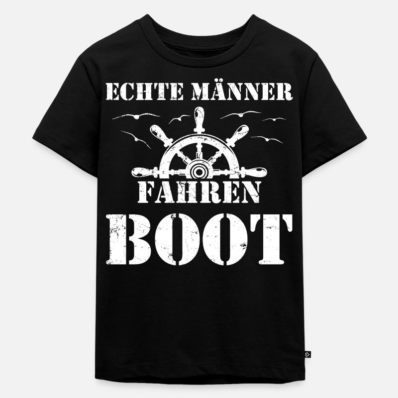 Echte Männer fahren Boot - Bootfahrer - Kinder Premium Bio T-Shirt - Schwarz
