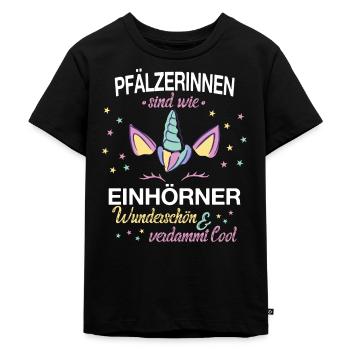 Pfalz Rheinlandpfalz Pfälzer Einhorn Heimat Spruch - Kinder Premium Bio T-Shirt - Schwarz - Vorne - Mikhail (115cm)
