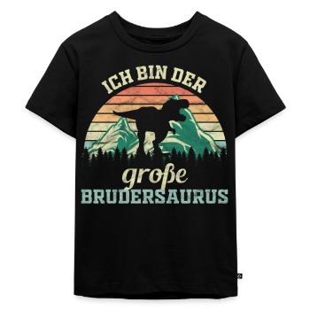 Ich bin der große Brudersaurus - Kinder Premium Bio T-Shirt - Schwarz - Vorne - Mikhail (115cm)