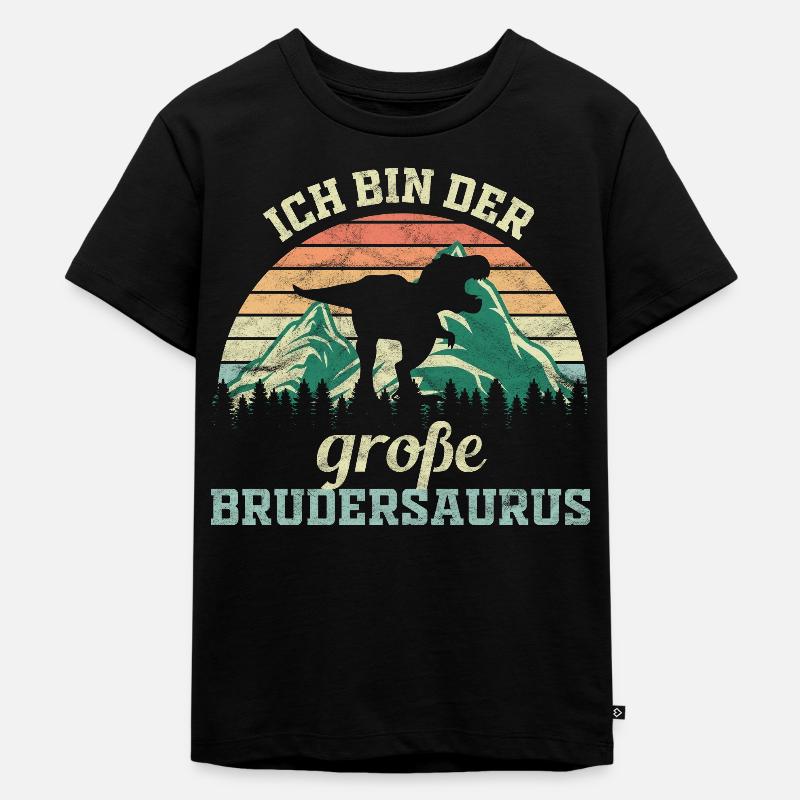 Ich bin der große Brudersaurus - Kinder Premium Bio T-Shirt - Schwarz