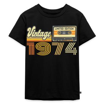 Vintage 1974 Kassette Mixtape - 46. Geburtstag - Kinder Premium Bio T-Shirt - Schwarz - Vorne - Mikhail (115cm)