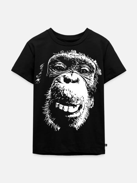 Affe Affengesicht Schimpanse Menschenaffe - Kinder Premium Bio T-Shirt - Schwarz