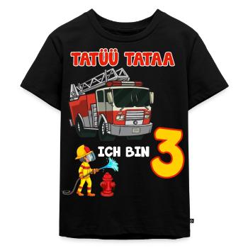 3 Geburtstag mit Feuerwehr für jeden 3 Jahre - Kinder Premium Bio T-Shirt - Schwarz - Vorne - Mikhail (115cm)