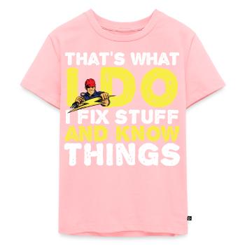 Funny electrician journeyman-electrician - Kids Premium Organic T-Shirt - rose - Front - AI Model Kid Female (0cm)