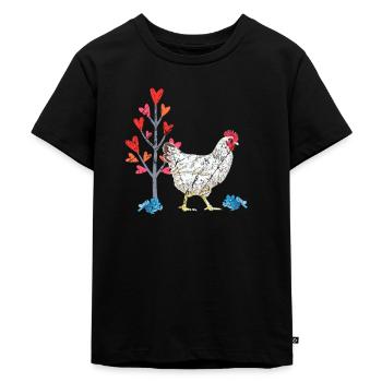 süßes Hühner Liebhaber Motiv, Huhn, Bauer, Eier - Kinder Premium Bio T-Shirt - Schwarz - Vorne - Mikhail (115cm)