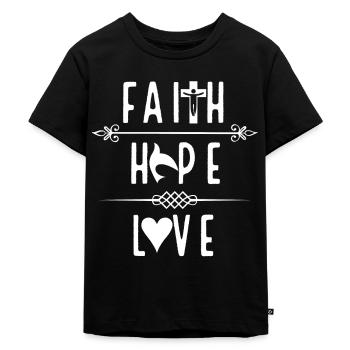Jesus, Jesus, Jesus, Jesus, Jesus, Jesus, Jesus - Kinder Premium Bio T-Shirt - Schwarz - Vorne - Mikhail (115cm)