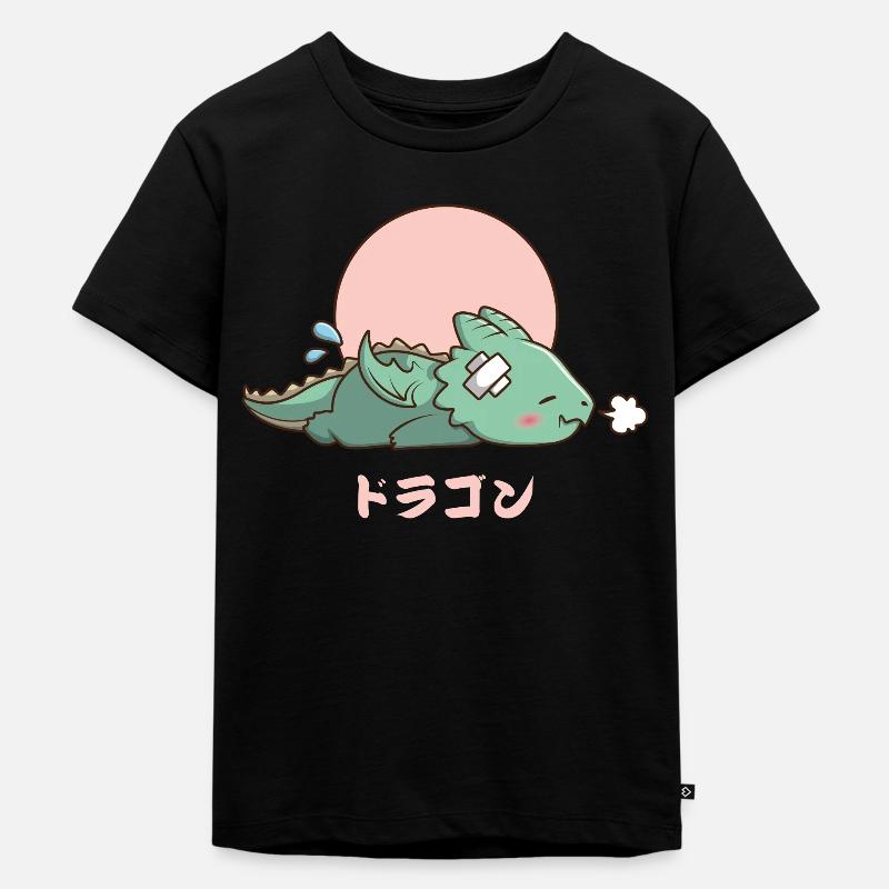 Dragon endormi kawaii - T-shirt Premium bio Enfant - noir