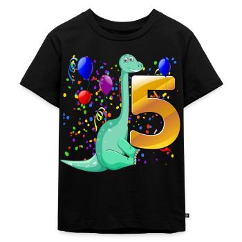 Dino birthday 5 years - Kids Premium Organic T-Shirt - black - Front - Mikhail (115cm)