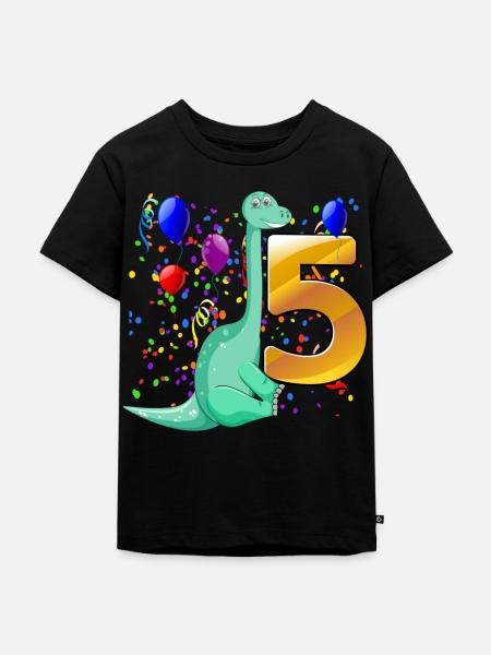 Dino birthday 5 years - Kids Premium Organic T-Shirt - black