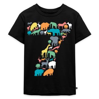 7.Geburtstag Kindergeburtstag 7 Jahre Alt - Kinder Premium Bio T-Shirt - Schwarz - Vorne - Mikhail (115cm)