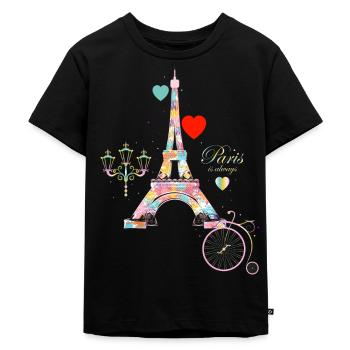 Ich liebe Paris Eiffelturm Franzosen - Kinder Premium Bio T-Shirt - Schwarz - Vorne - Mikhail (115cm)
