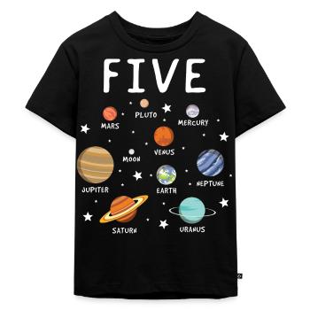 Universum Galaxy Planet 5 Geburtstag - Kinder Premium Bio T-Shirt - Schwarz - Vorne - Mikhail (115cm)
