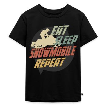 Bateau de répétition de motoneige Vintage Eat Sleep - T-shirt Premium bio Enfant - noir - Devant - Mikhail (115cm)