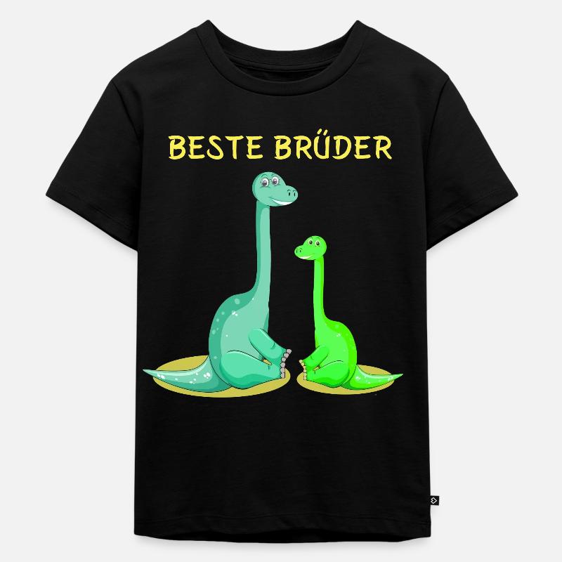 Dino beste Brüder - Kinder Premium Bio T-Shirt - Schwarz