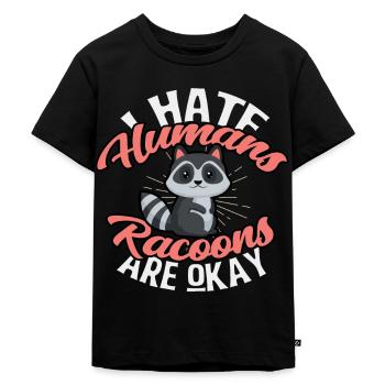 racoon - Kids Premium Organic T-Shirt - black - Front - Mikhail (115cm)