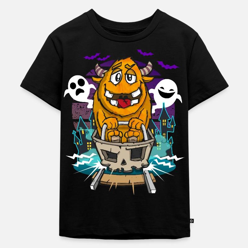 Achterbahn Geisterbahn-Monster Freizeitpar - Kinder Premium Bio T-Shirt - Schwarz